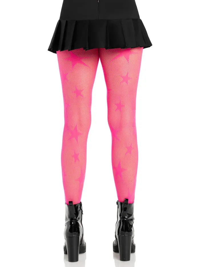 Star Net Tights – Neon Pink Fishnet Tights > Clothes > Hosiery > Pantyhose & Tights - Tophatter Daily Deals