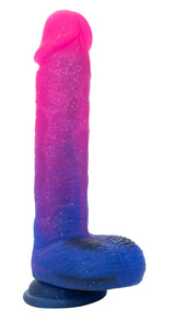 Naughty Bits Ombré Hombre XL Vibrating Dildo in Pink and Blue with Glitter Finish > Vibrators > Realistic Vibrators - Tophatter Daily Deals