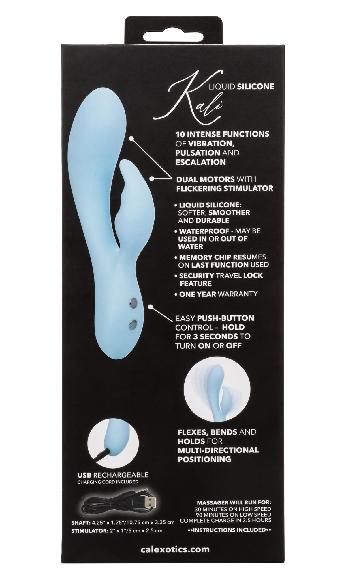 Contour Kali Flexible Dual Massager in Light Blue with 10 Vibration Functions and Rechargeable > Vibrators > Ladies > Rabbit - Tophatter Daily Deals