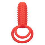 CalExotics Silicone Vertical Dual Enhancer Red Waterproof with 12 Intense Vibration Functions > Cock Ring > Vibrating - Tophatter Daily Deals