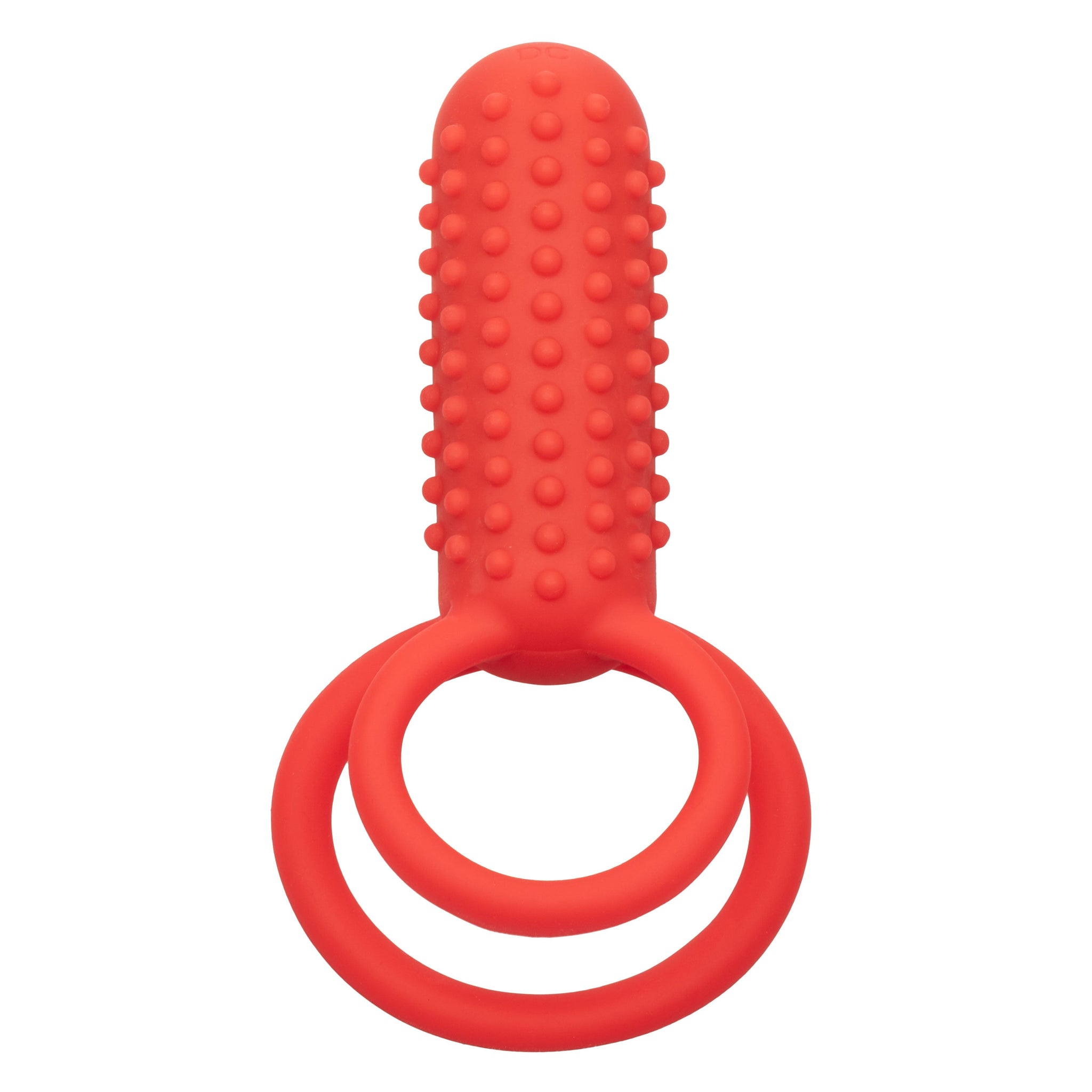 CalExotics Silicone Vertical Dual Enhancer Red Waterproof with 12 Intense Vibration Functions > Cock Ring > Vibrating - Tophatter Daily Deals