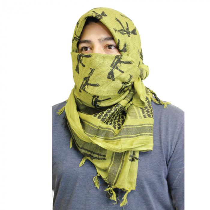 Shemagh (Head & Face Protection) Black White Machine Gun Green Tactical - Tophatter Daily Deals