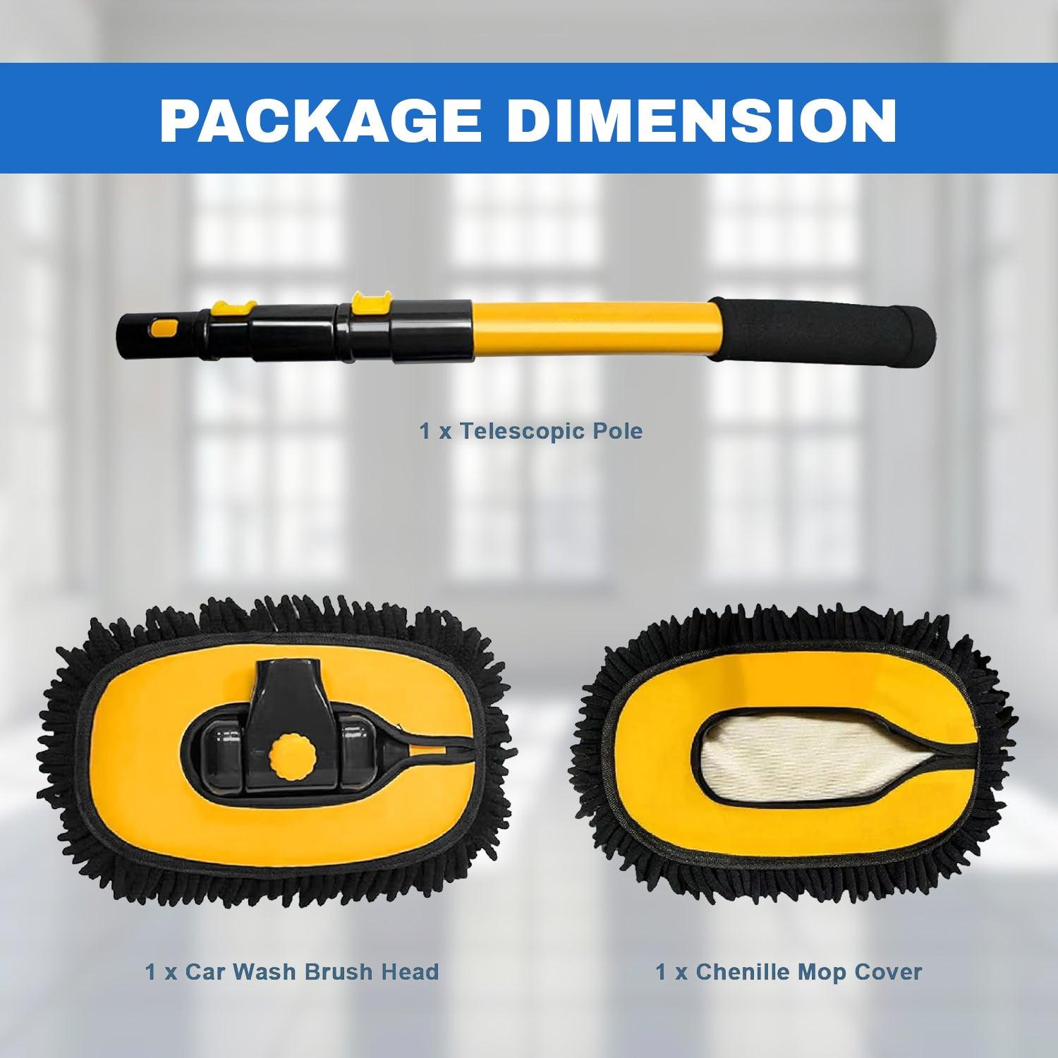 Car Wash Brush Mop - Adjustable Telescopic Wash Brush Kit Long Handle Vehicle Cleaning Tool Car Accessories - Tophatter Daily Deals