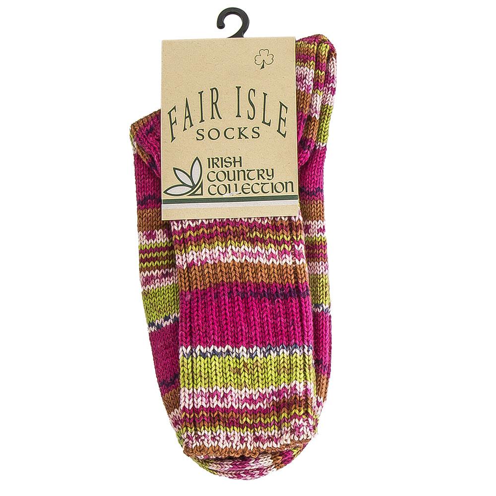 Ladies Passionate Pink Pattern Designer Irish Wool Country Socks Designer Socks - Tophatter Daily Deals