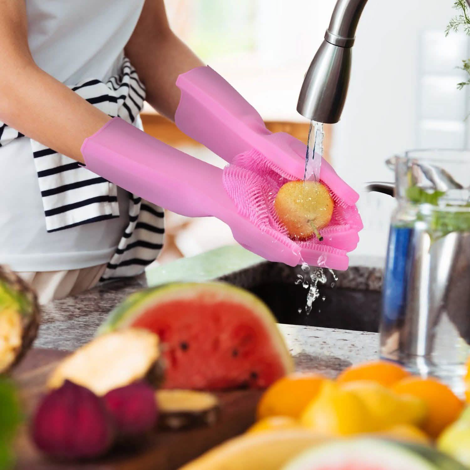Magic Silicone Brush Dishwashing Gloves Kitchen Tools & Gadgets - Tophatter Daily Deals