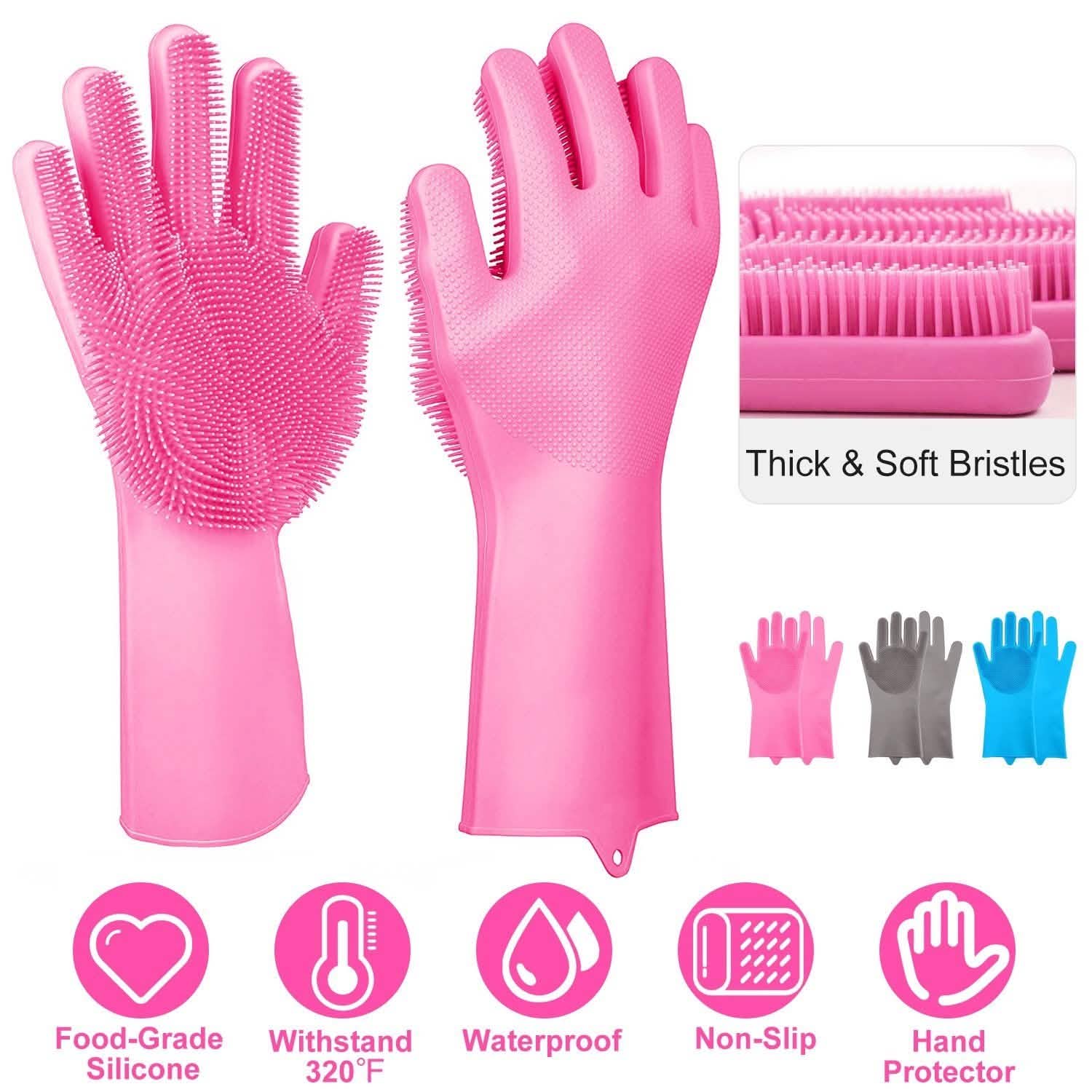 Magic Silicone Brush Dishwashing Gloves Kitchen Tools & Gadgets - Tophatter Daily Deals