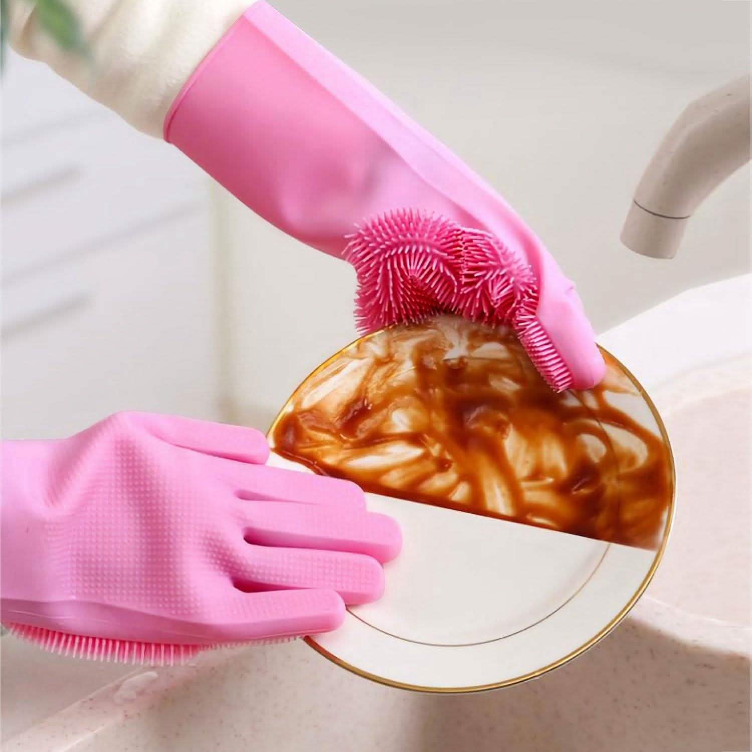 Magic Silicone Brush Dishwashing Gloves Kitchen Tools & Gadgets - Tophatter Daily Deals