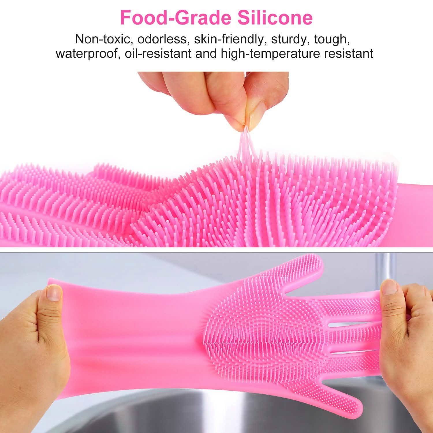 Magic Silicone Brush Dishwashing Gloves Kitchen Tools & Gadgets - Tophatter Daily Deals