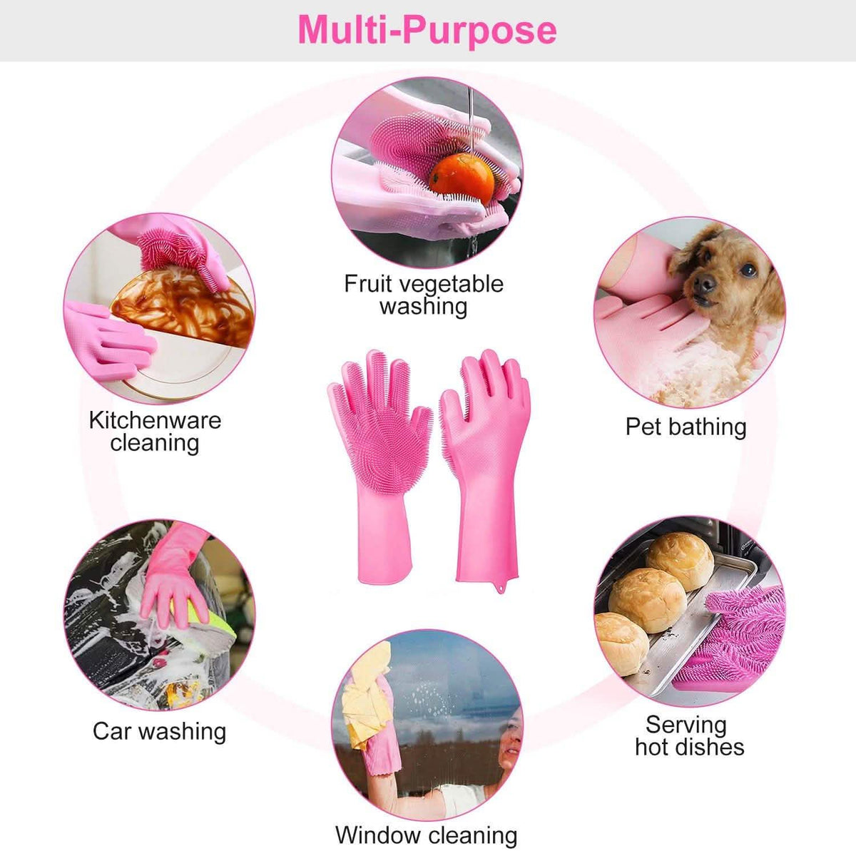 Magic Silicone Brush Dishwashing Gloves Kitchen Tools & Gadgets - Tophatter Daily Deals