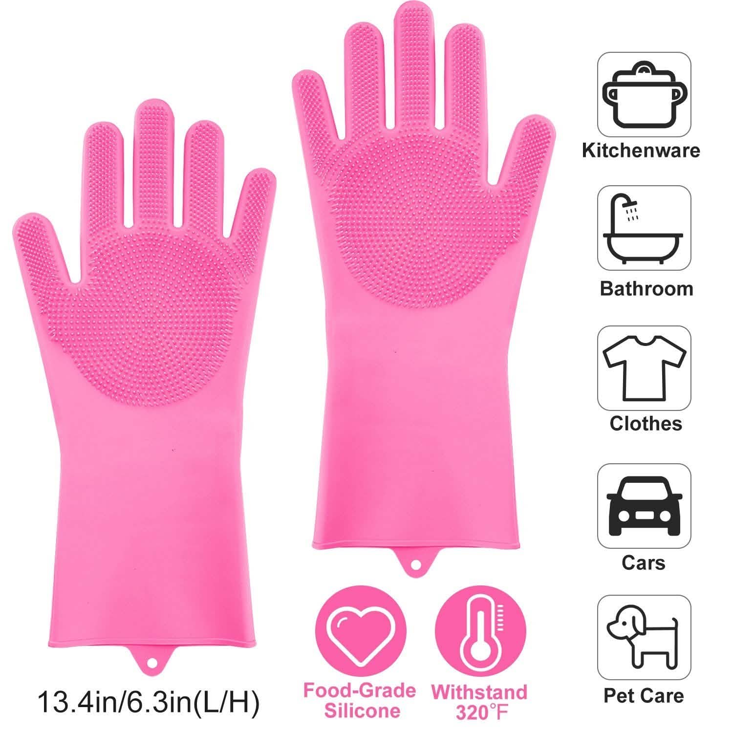 Magic Silicone Brush Dishwashing Gloves Kitchen Tools & Gadgets - Tophatter Daily Deals