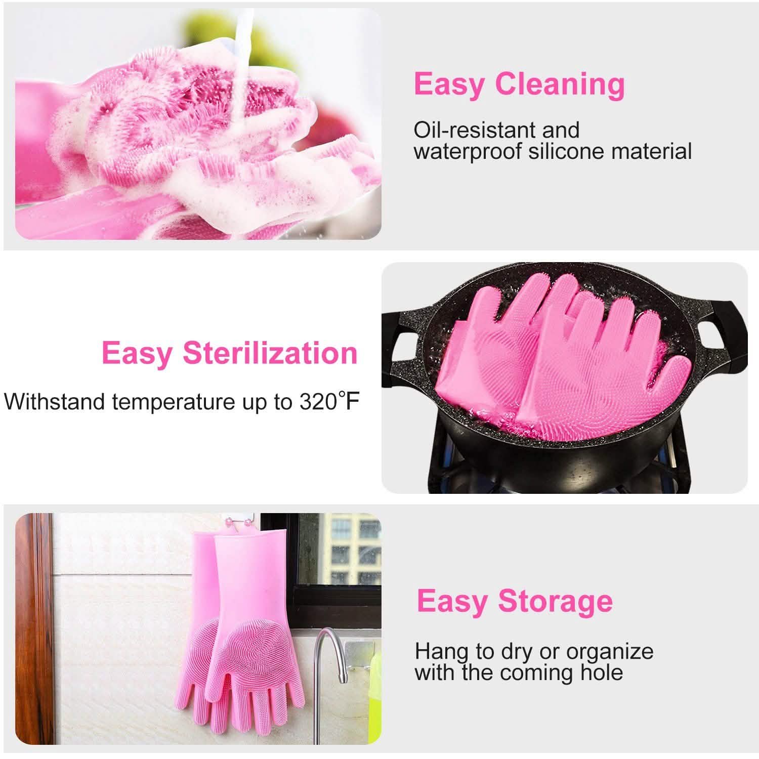 Magic Silicone Brush Dishwashing Gloves Kitchen Tools & Gadgets - Tophatter Daily Deals