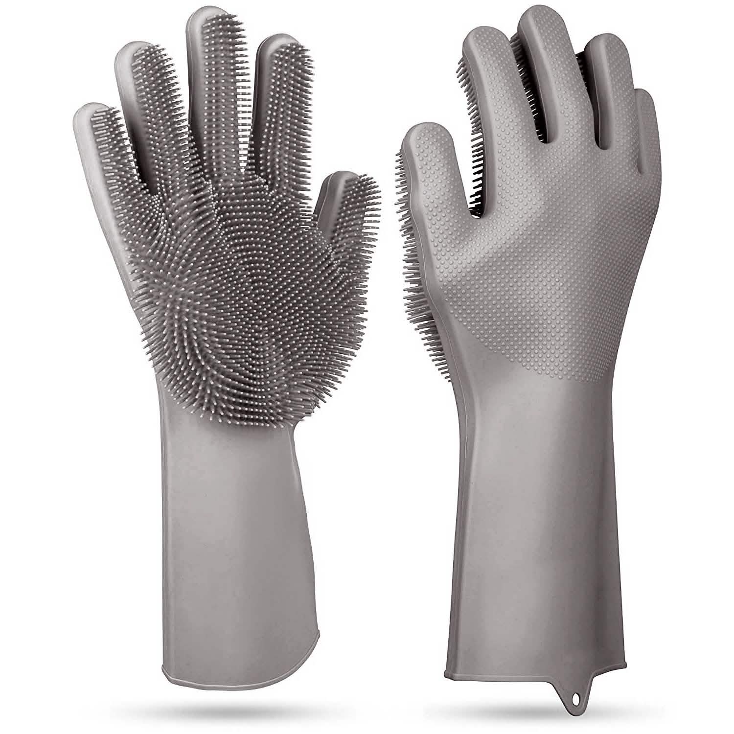 Magic Silicone Brush Dishwashing Gloves Gray Kitchen Tools & Gadgets - Tophatter Daily Deals