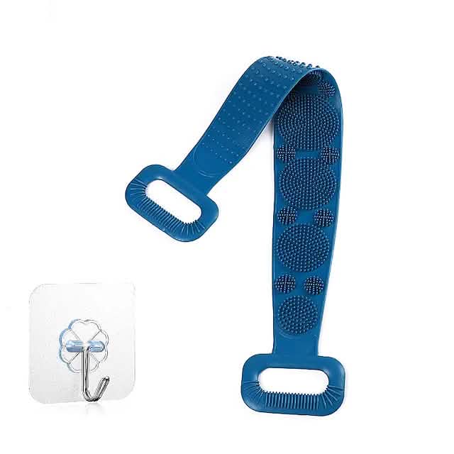 Magic Silicone Brush with Self-Adhesive Hook Bath Towel Blue Bath - Tophatter Daily Deals