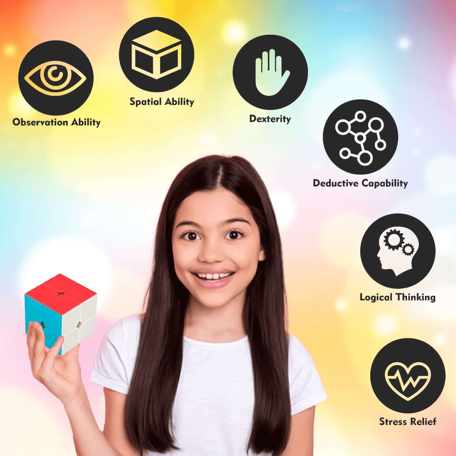 Magic Rubik's Cube - 2x2x2 Speed Cube Fast Smooth Turning Solid Durable & Stickerless Sports Toys - Tophatter Daily Deals