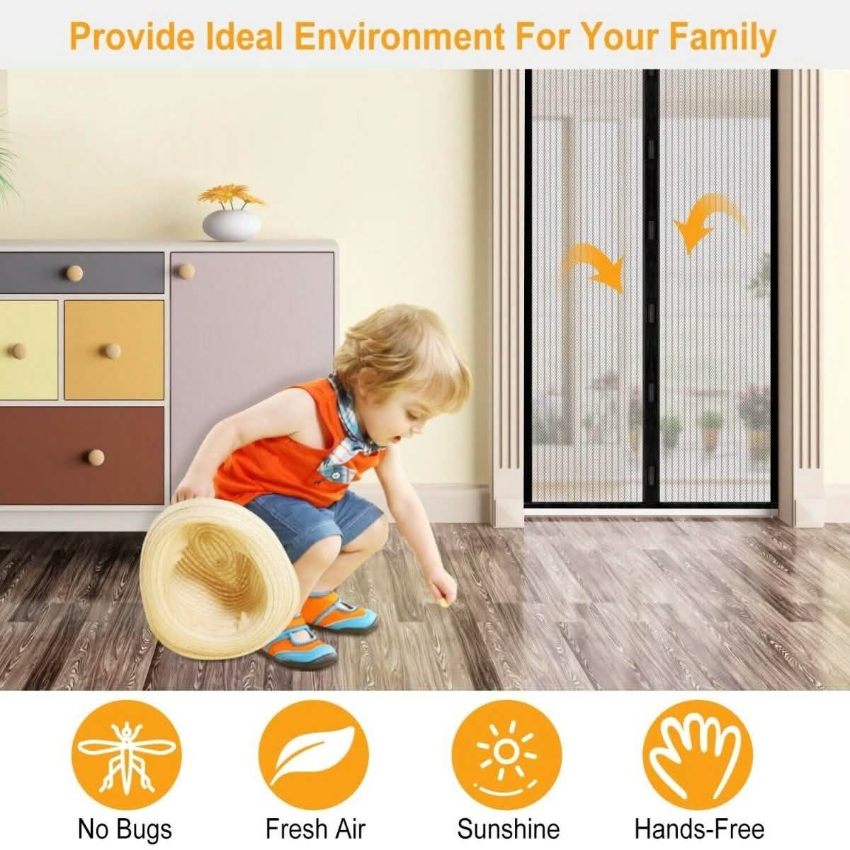 Magnetic Screen Door Hand-Free Mosquito Screen Door Net Pest Control - Tophatter Daily Deals