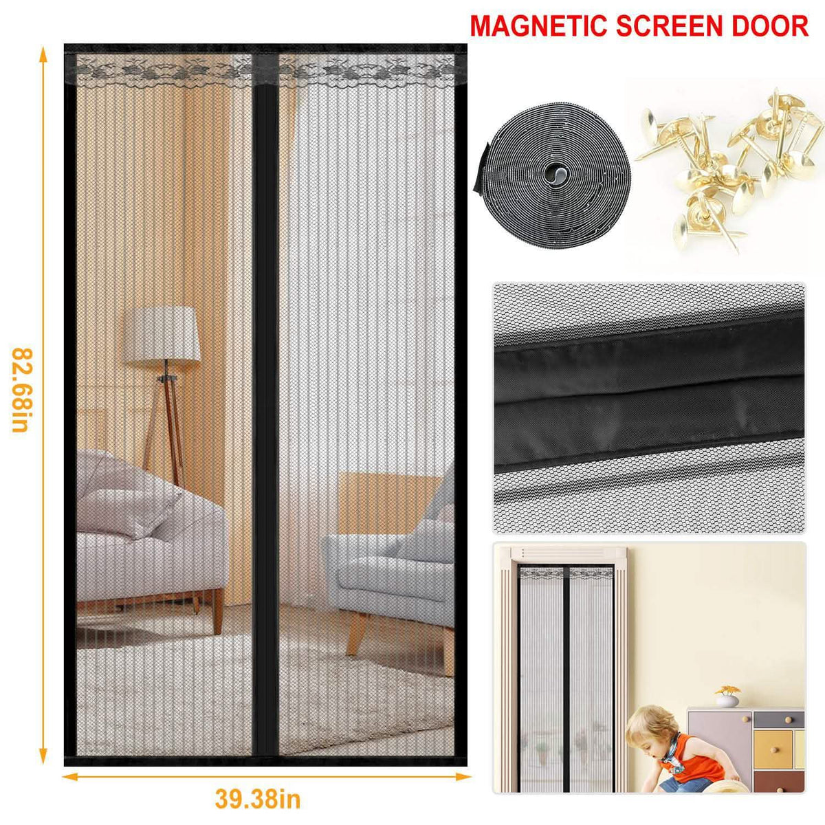 Magnetic Screen Door Hands-free Fly Mesh Door Curtain Pest Control - Tophatter Daily Deals