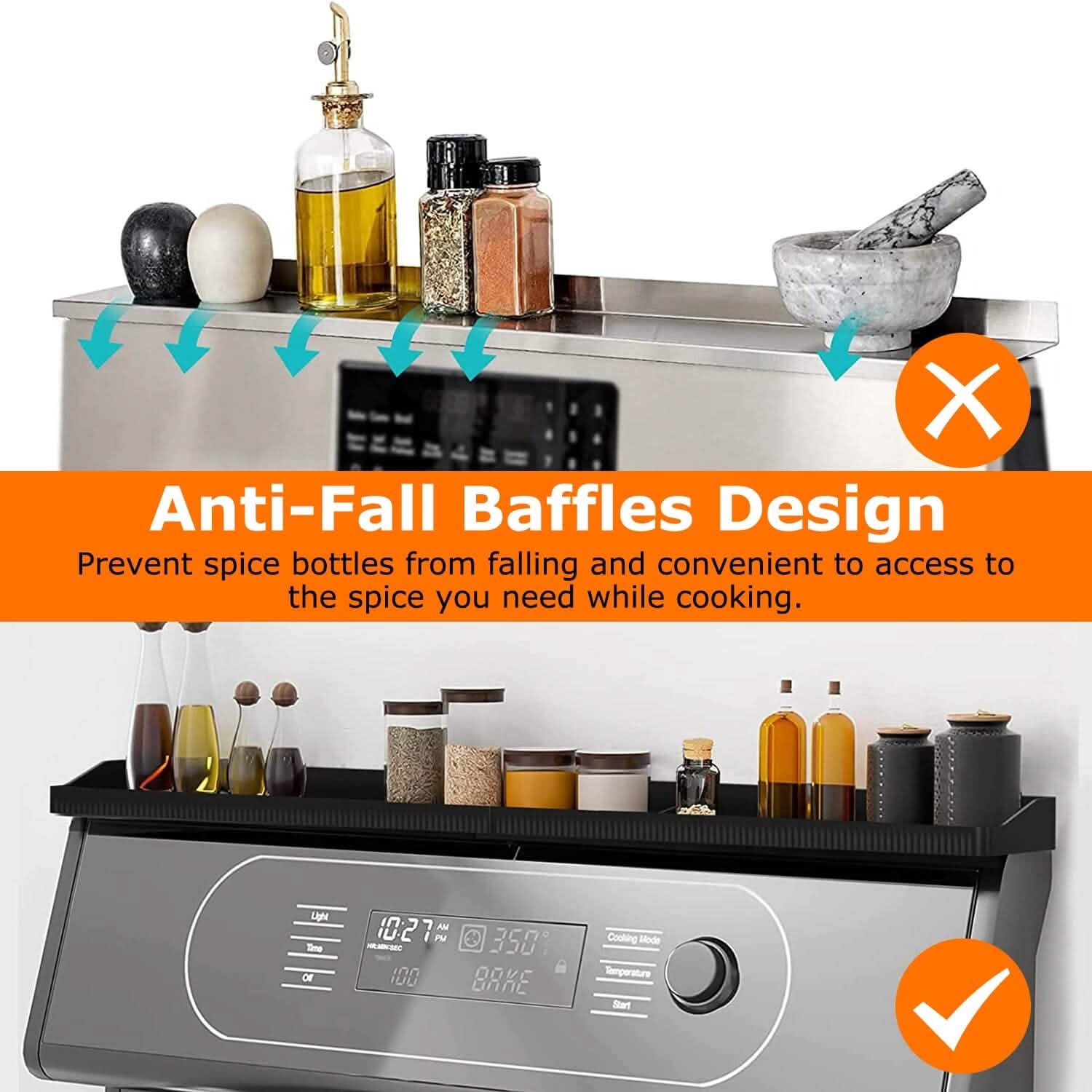 Magnetic Stove Top Shelf Silicone Non-Slip Organizer Kitchen Storage - Tophatter Daily Deals