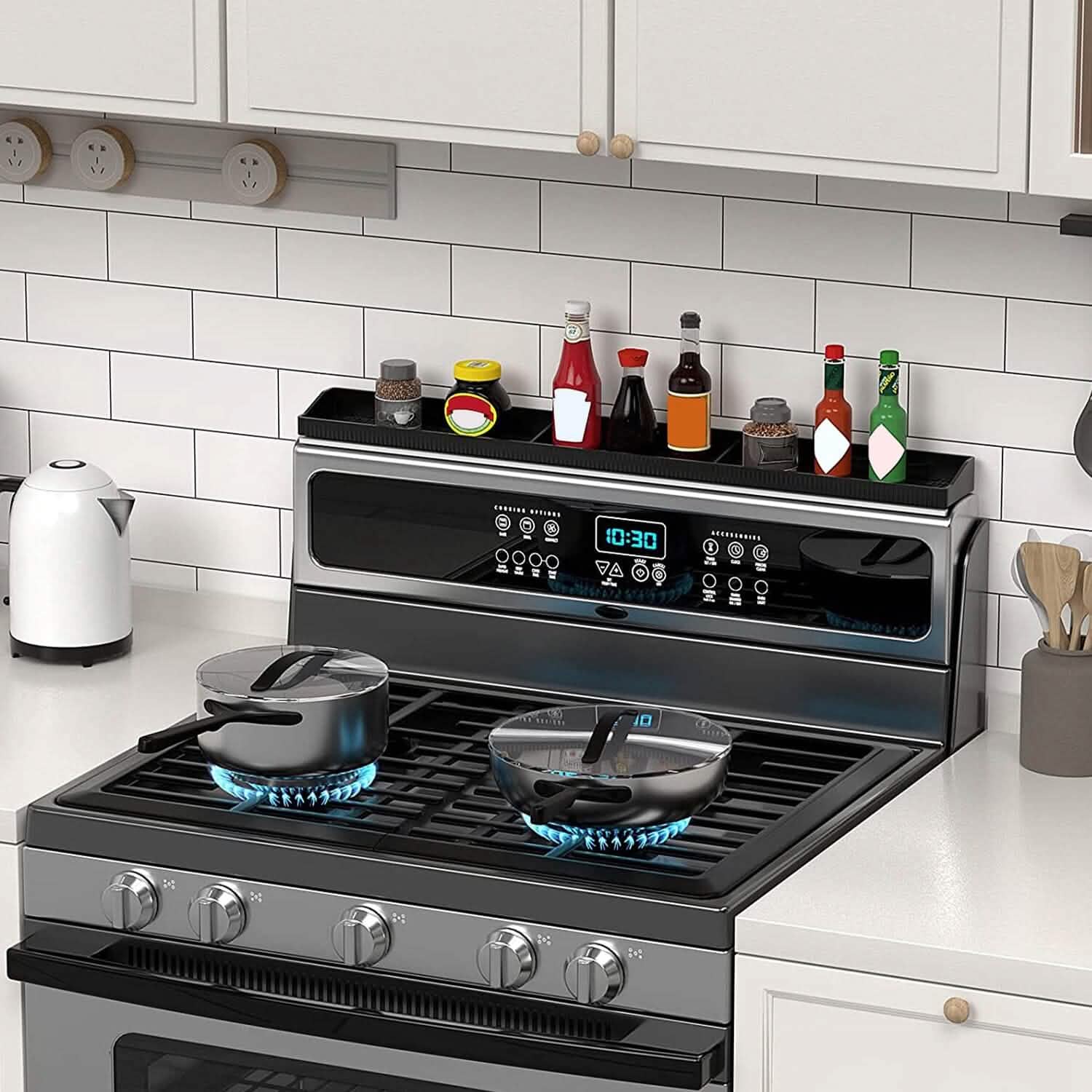 Magnetic Stove Top Shelf Silicone Non-Slip Organizer Kitchen Storage - Tophatter Daily Deals