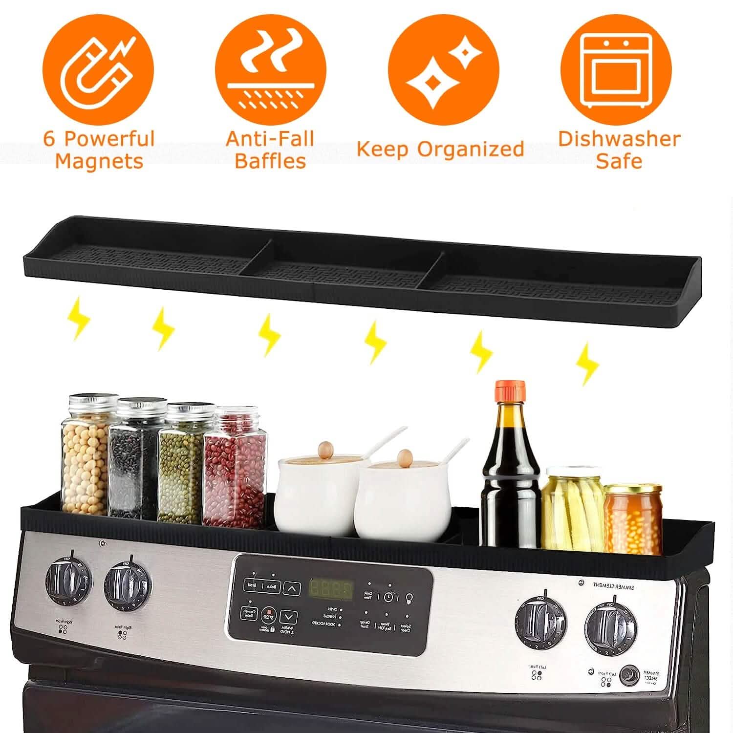 Magnetic Stove Top Shelf Silicone Non-Slip Organizer Kitchen Storage - Tophatter Daily Deals