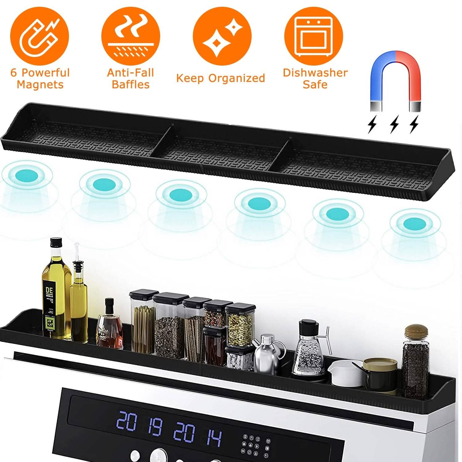 Magnetic Stove Top Shelf Silicone Non-Slip Organizer Kitchen Storage - Tophatter Daily Deals
