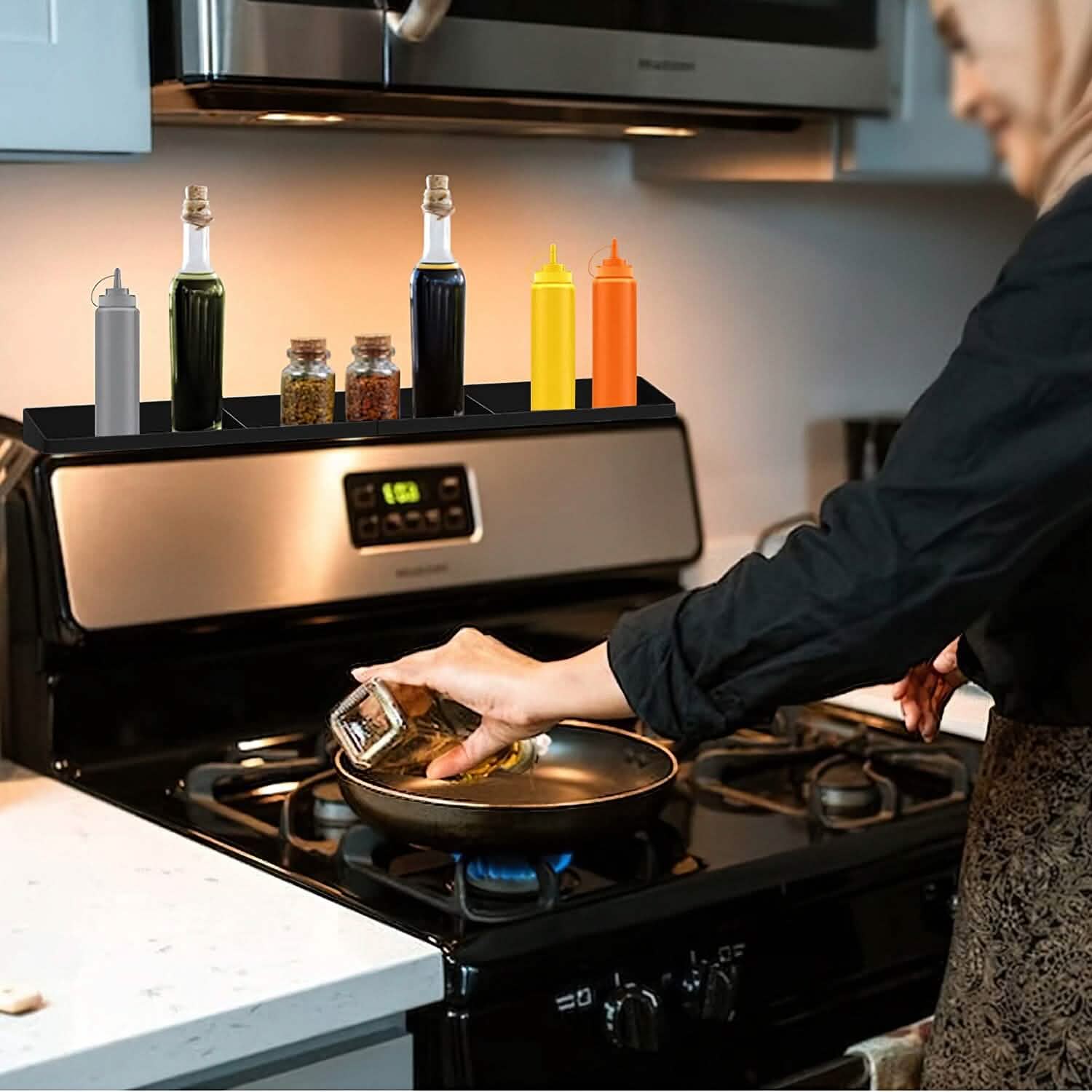 Magnetic Stove Top Shelf Silicone Non-Slip Organizer Kitchen Storage - Tophatter Daily Deals