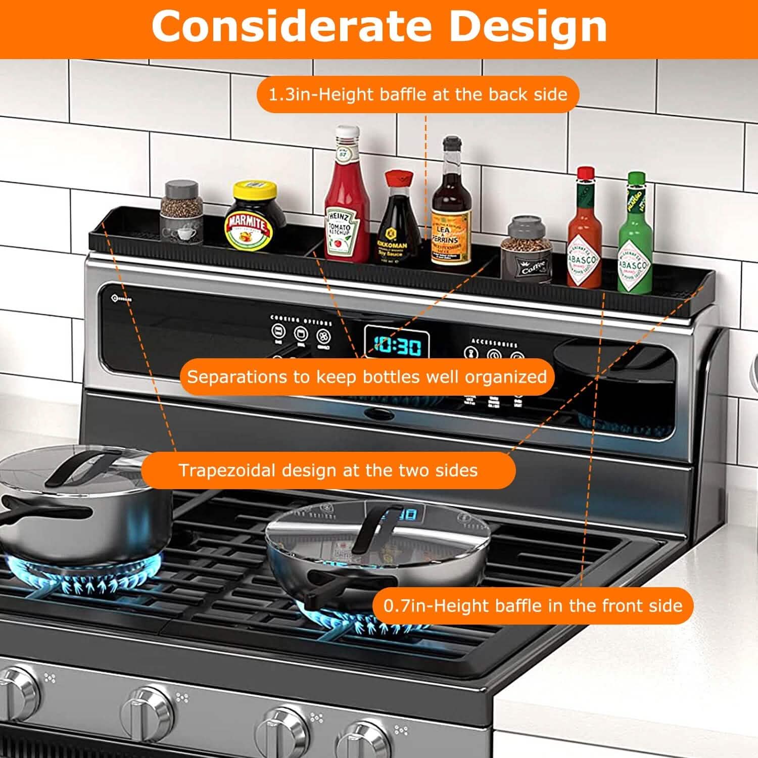 Magnetic Stove Top Shelf Silicone Non-Slip Organizer Kitchen Storage - Tophatter Daily Deals