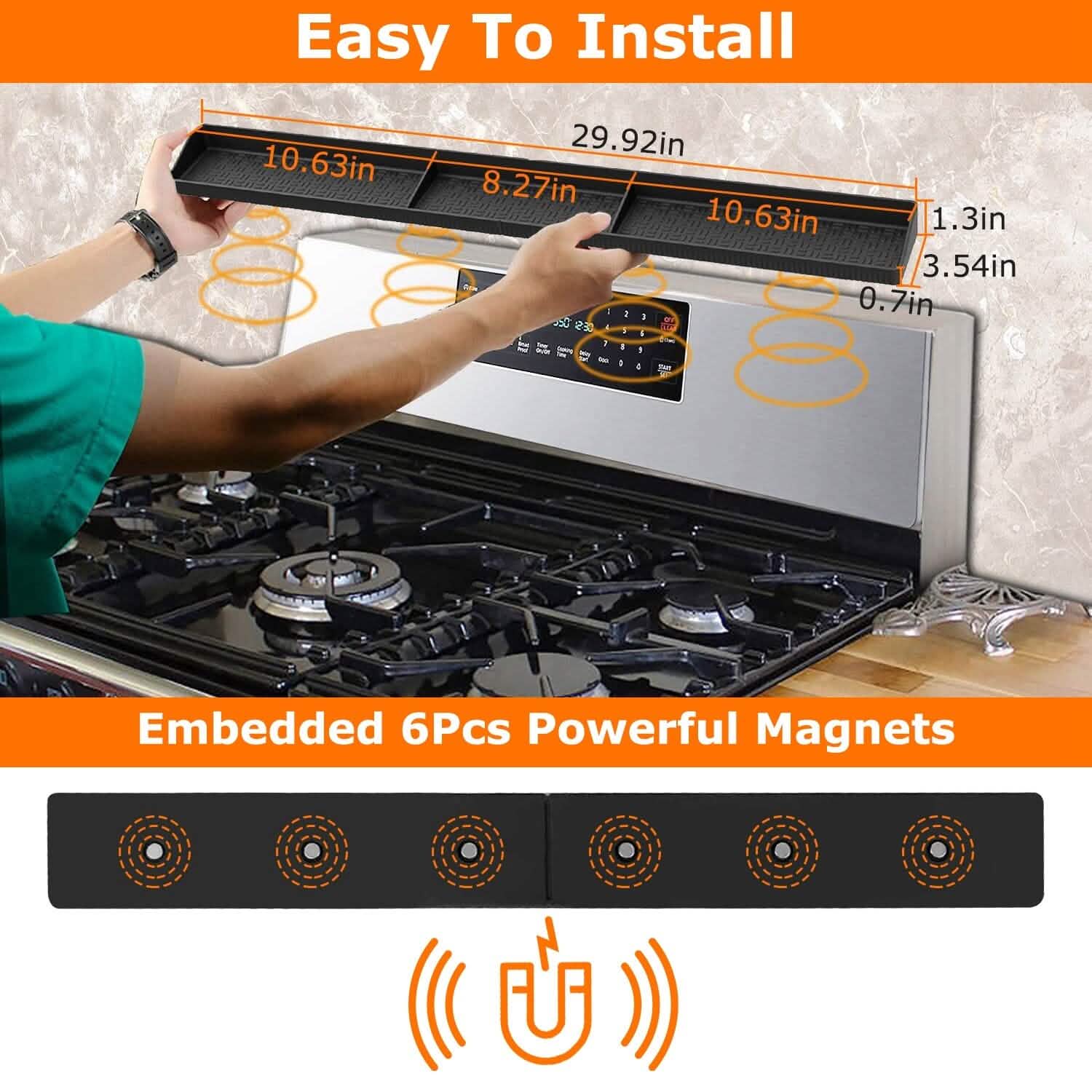 Magnetic Stove Top Shelf Silicone Non-Slip Organizer Kitchen Storage - Tophatter Daily Deals