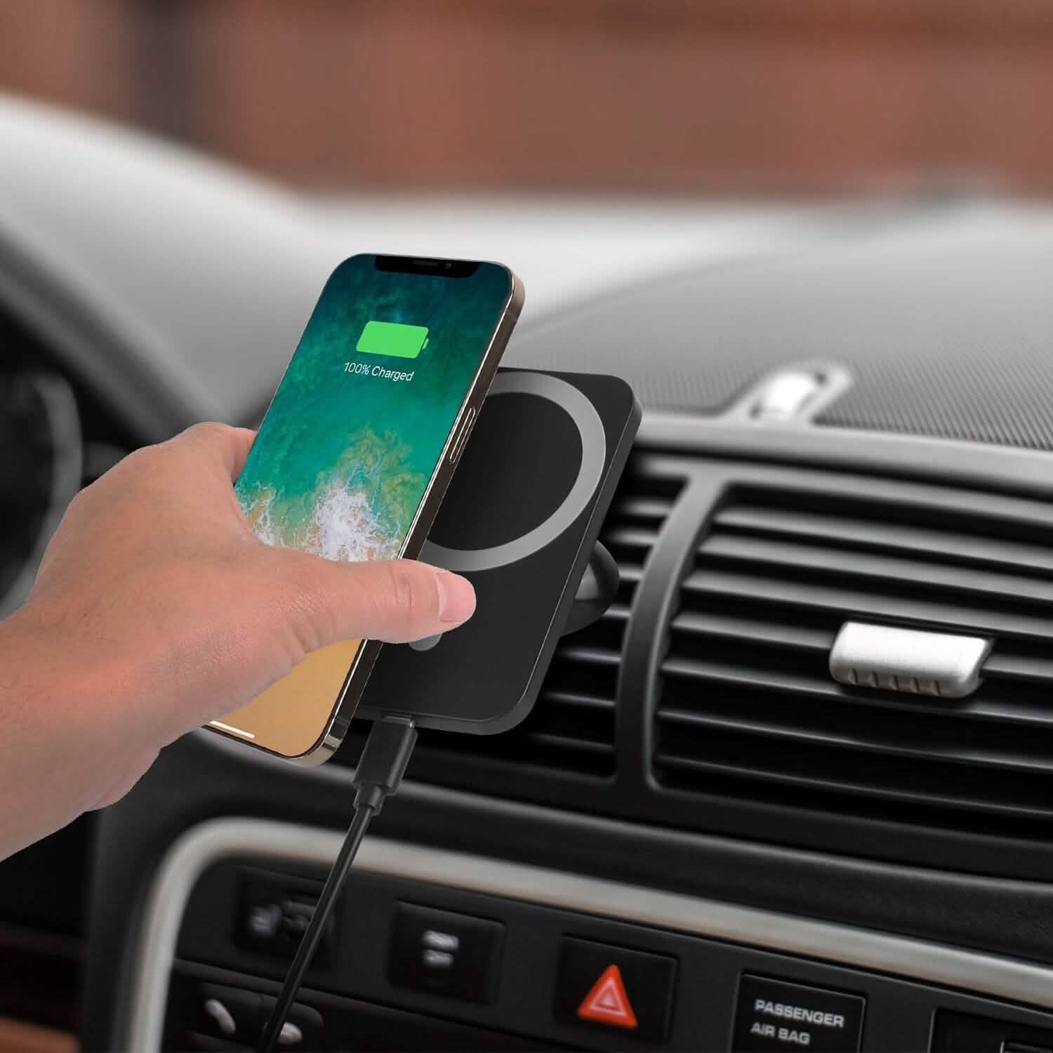 Magnetic Wireless Charger MagSafe Car Phone Mount Air Vent Holder Automotive - Tophatter Daily Deals