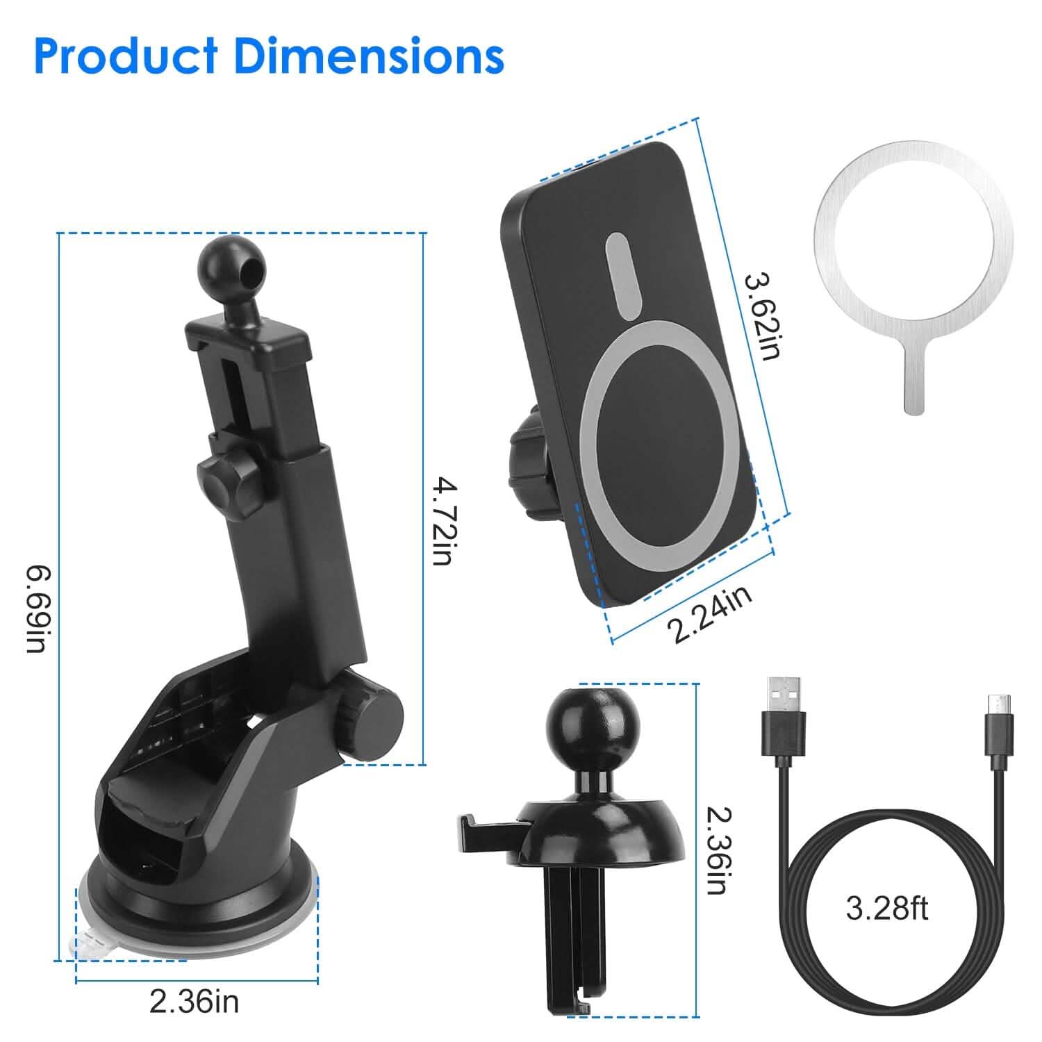 Magnetic Wireless Charger MagSafe Car Phone Mount Air Vent Holder Automotive - Tophatter Daily Deals