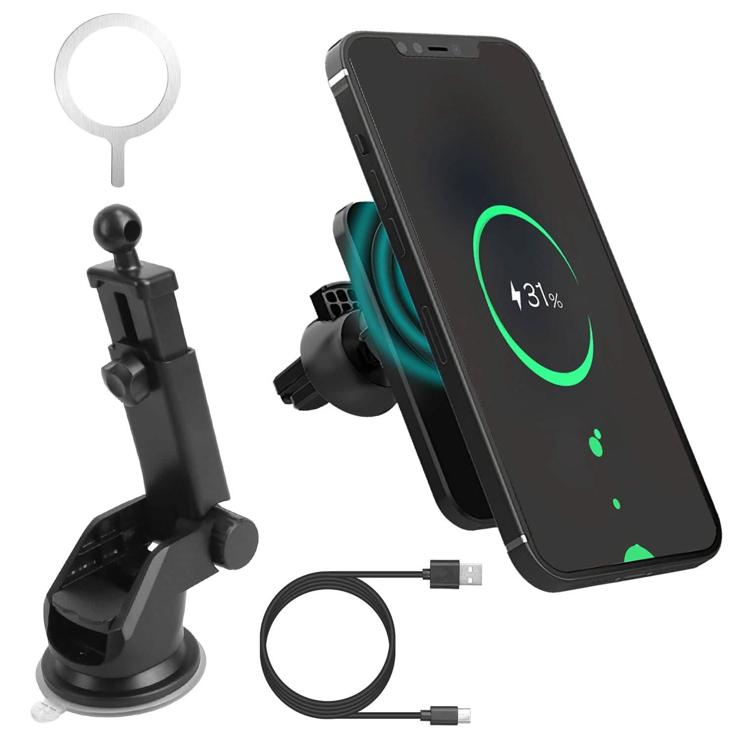 Magnetic Wireless Charger MagSafe Car Phone Mount Air Vent Holder Automotive - Tophatter Daily Deals