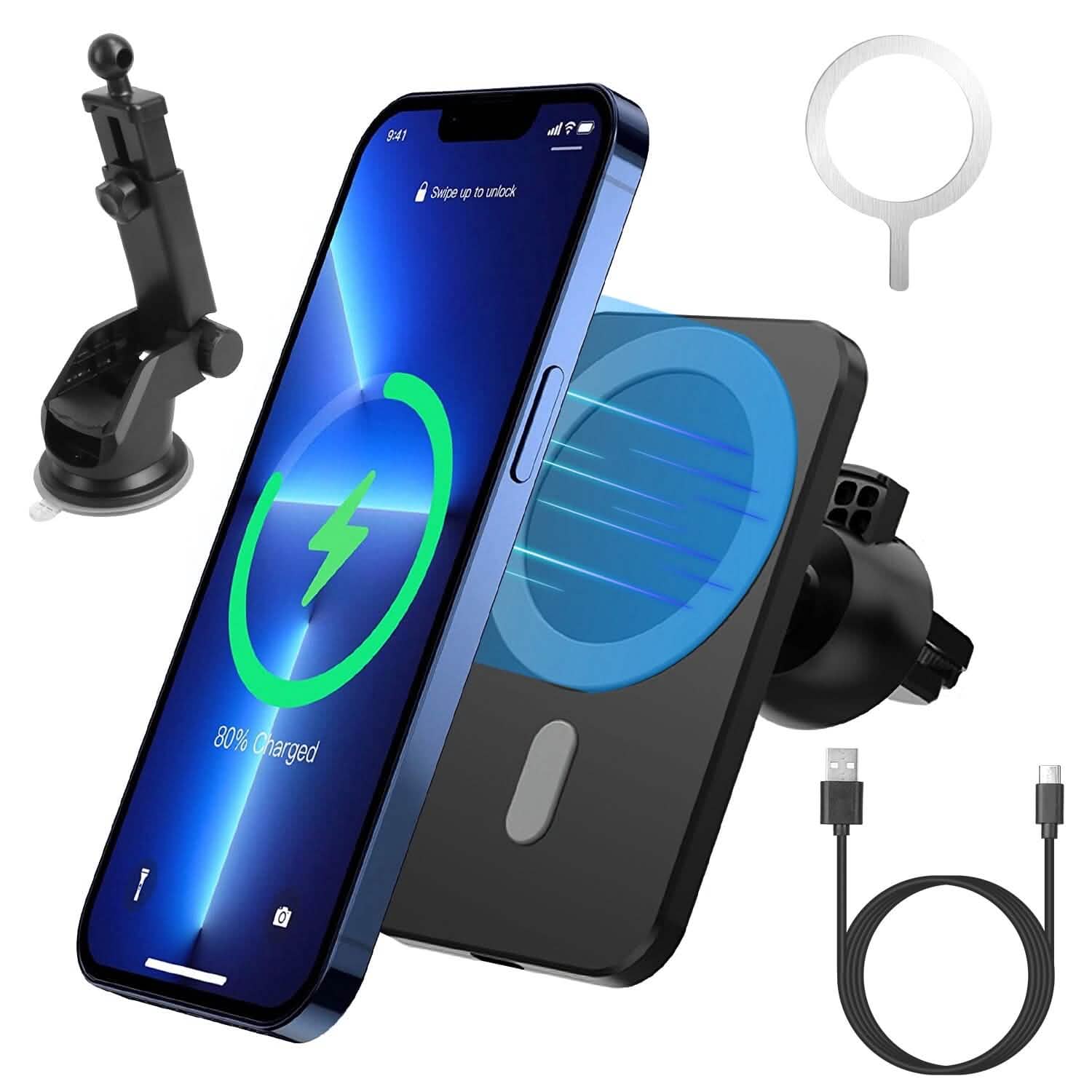 Magnetic Wireless Charger MagSafe Car Phone Mount Air Vent Holder Automotive - Tophatter Daily Deals