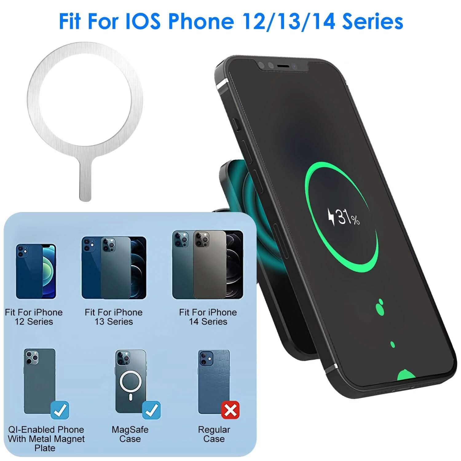 Magnetic Wireless Charger MagSafe Car Phone Mount Air Vent Holder Automotive - Tophatter Daily Deals