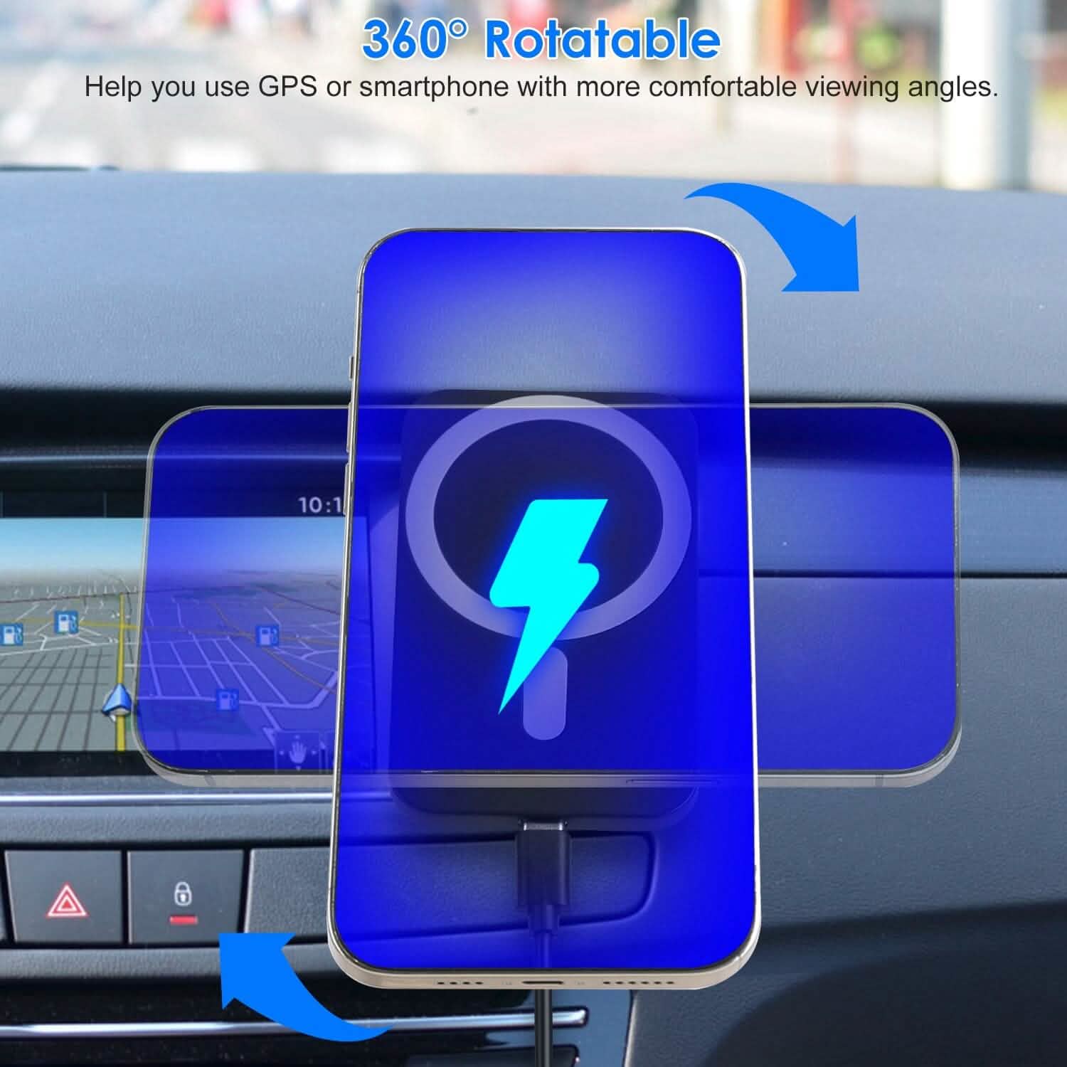 Magnetic Wireless Charger MagSafe Car Phone Mount Air Vent Holder Automotive - Tophatter Daily Deals