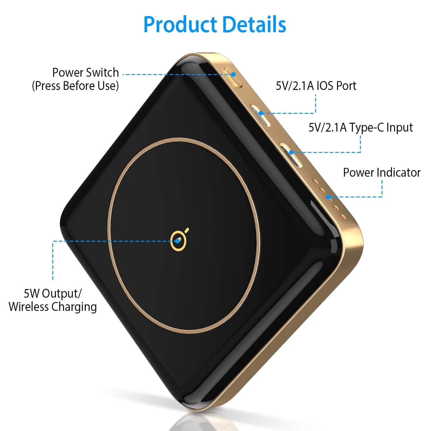 Magnetic Wireless Power Bank 10000mAh Magnetic Portable Charger Magsafe Mobile Accessories - Tophatter Daily Deals