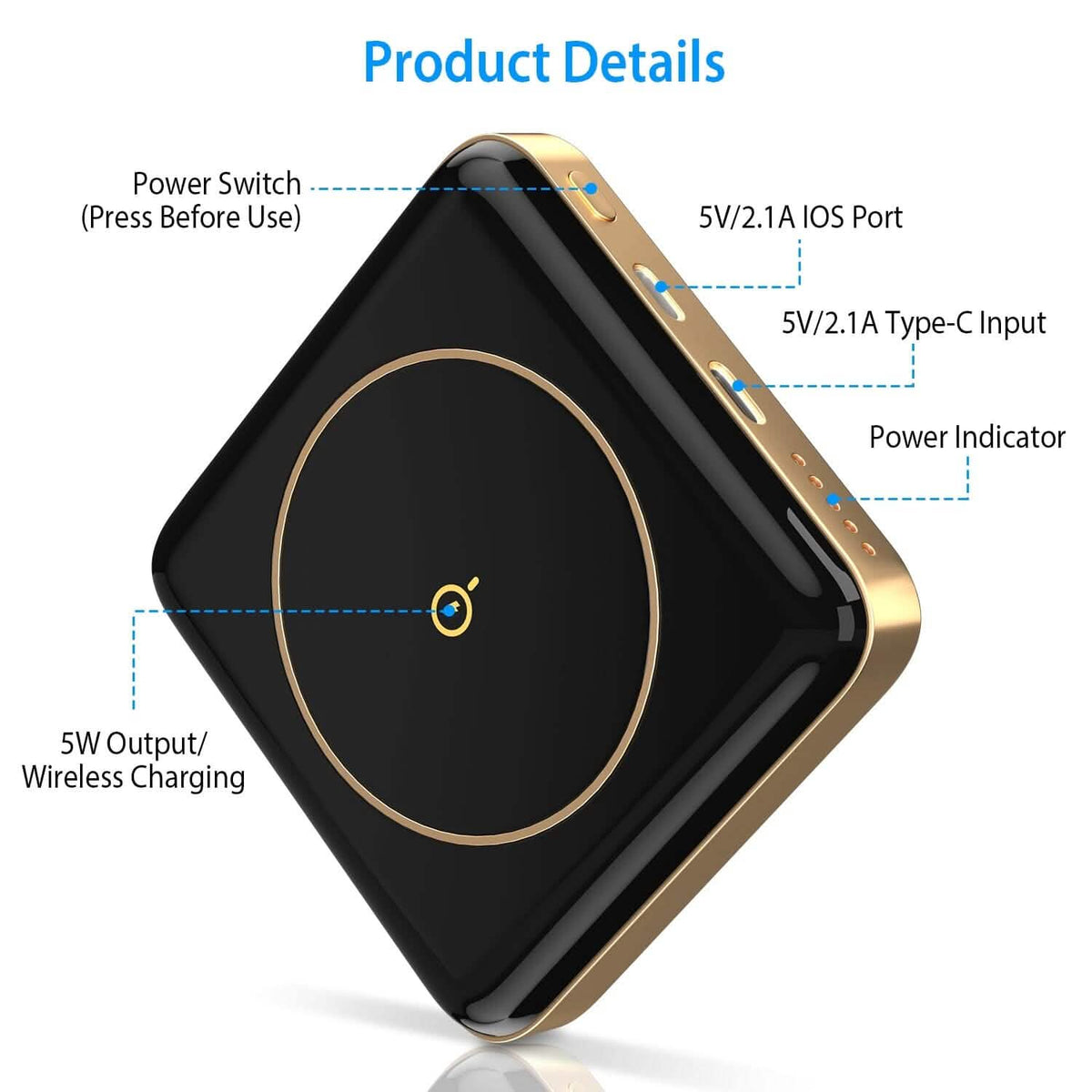 Magnetic Wireless Power Bank 10000mAh Magnetic Portable Charger Magsafe Mobile Accessories - Tophatter Daily Deals