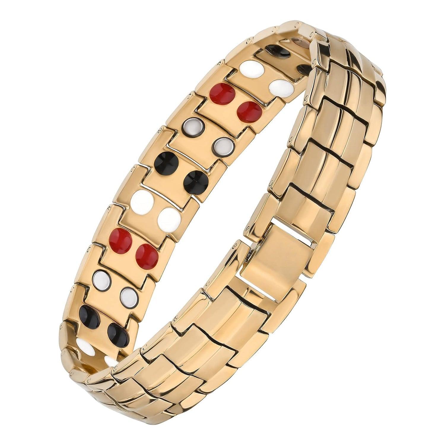Magnetic Bracelet - Titanium Double Row Bio 4in1 Magnetic Bracelet | Arthritis Pain Relief Gold Health & Beauty - Tophatter Daily Deals