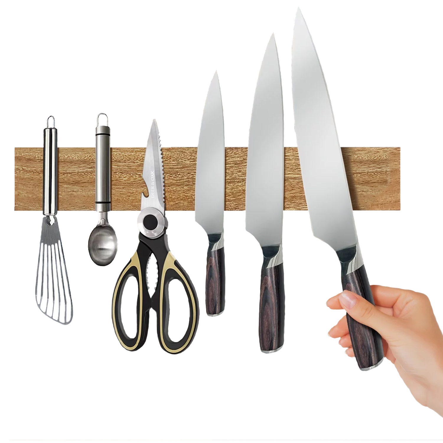Magnetic Knife Holder – Wall Mounted Stainless Steel Strip for Kitchen Knives & Utensils Kitchen - Tophatter Daily Deals