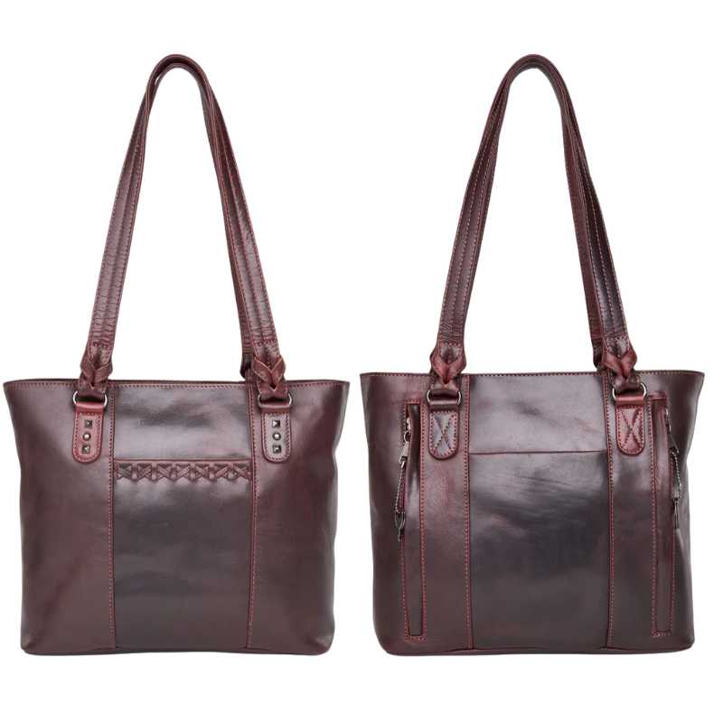 Peyton Leather Concealed Carry Tote EDC Handbag Handgun Purses - Tophatter Daily Deals