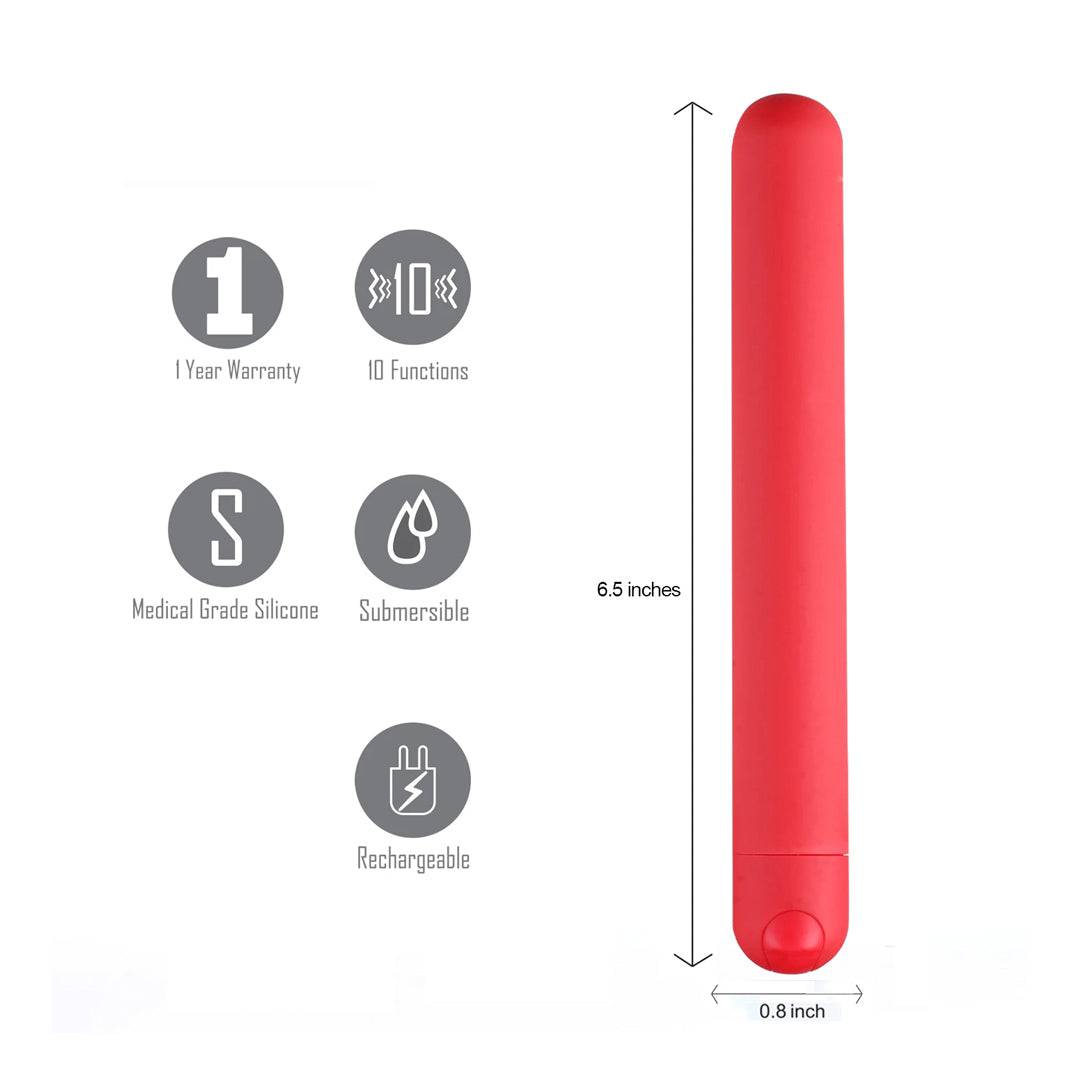 Maia Toys - Abbie Rechargeable X-Long Super Charged Bullet - Red Sex Toy - Tophatter Daily Deals