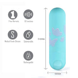 Maia Toys - Julia Rechargeable Butterfly Print Bullet - Teal Sex Toy - Tophatter Daily Deals