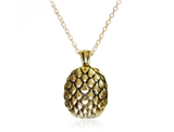 Gold Dragon Egg Pendant Necklace – Antique Fantasy-Inspired Jewelry with Textured Scale Design, 18" Chain Necklaces - Tophatter Daily Deals