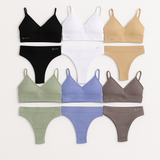 Talmont Seamless Ribbed Bra & Panty Set – Soft, Stretchy Lounge Lingerie with Removable Pads 6-Pack Women's Lingerie - Tophatter Daily Deals