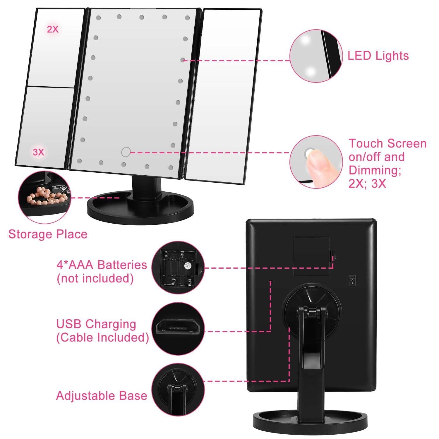 Make Up Mirror with 22 LED Lights Beauty & Personal Care - Tophatter Daily Deals