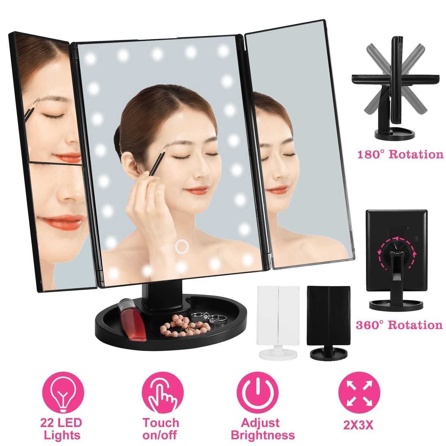 Make Up Mirror with 22 LED Lights Beauty & Personal Care - Tophatter Daily Deals