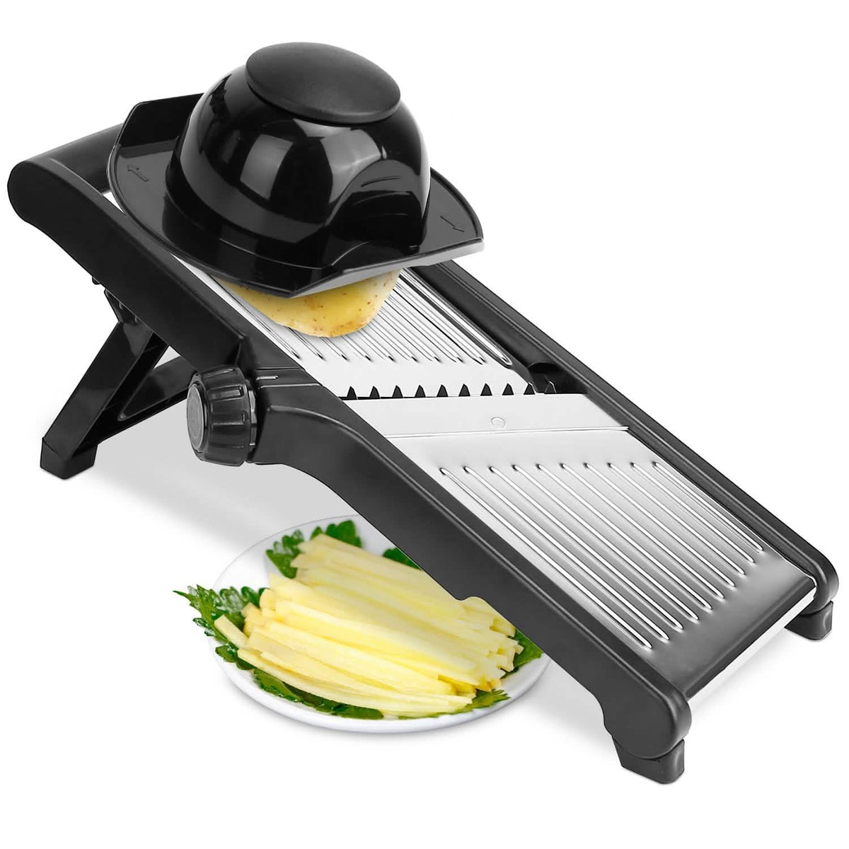 Mandoline Stainless Steel Food Slicer with 5 Adjustable Blades Kitchen Tools & Gadgets - Tophatter Daily Deals