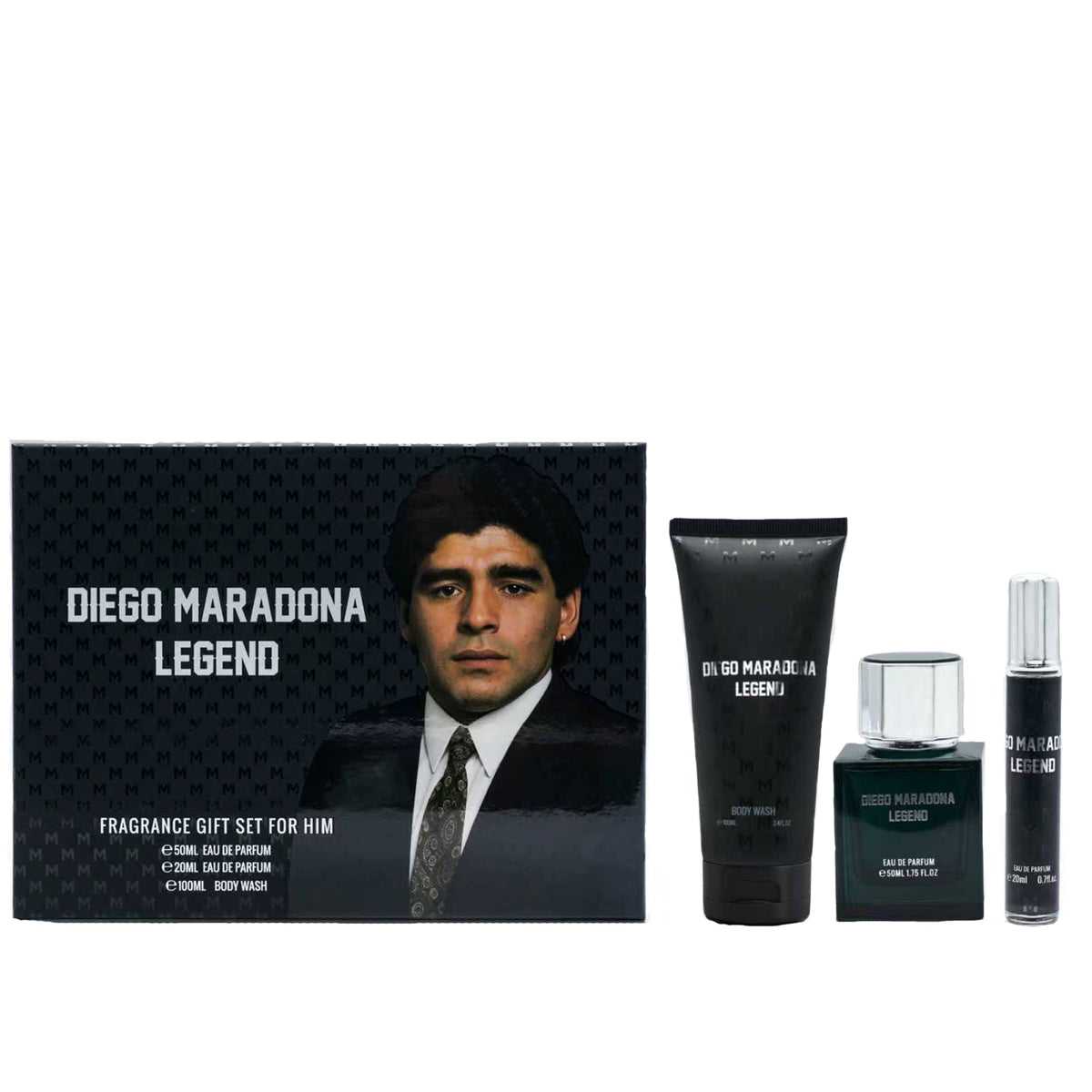 Maradona Legend Eau De Parfum 50ml & Travel Spray 20ml & Body Wash 100ml Gift Set - Tophatter Daily Deals