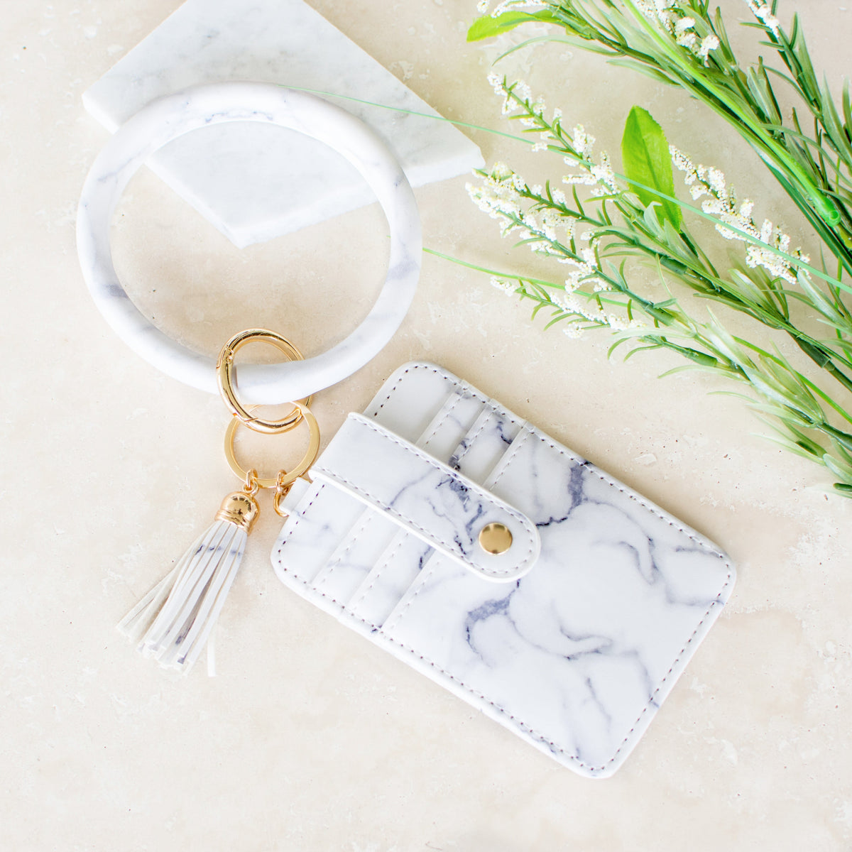 Key Ring Wallet Bracelet Gray Marble Handbags & Wallets - Tophatter Daily Deals