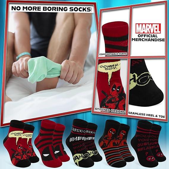 Marvel Comic Socks - Deadpool Series Ankle Socks Soft And Breathable Socks Pack Of 5 (6.5-10.5 UK) Festive & Franchise - Tophatter Daily Deals