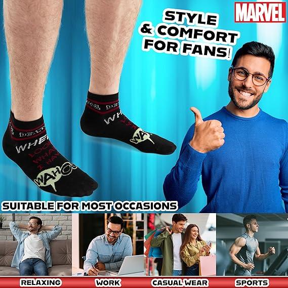 Marvel Comic Socks - Deadpool Series Ankle Socks Soft And Breathable Socks Pack Of 5 (6.5-10.5 UK) Festive & Franchise - Tophatter Daily Deals