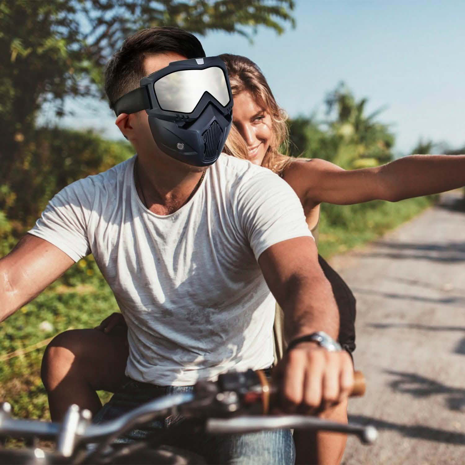 Mask Riding Goggle with Adjustable Non-slip Trip Mouth Filter Outdoor Recreation - Tophatter Daily Deals